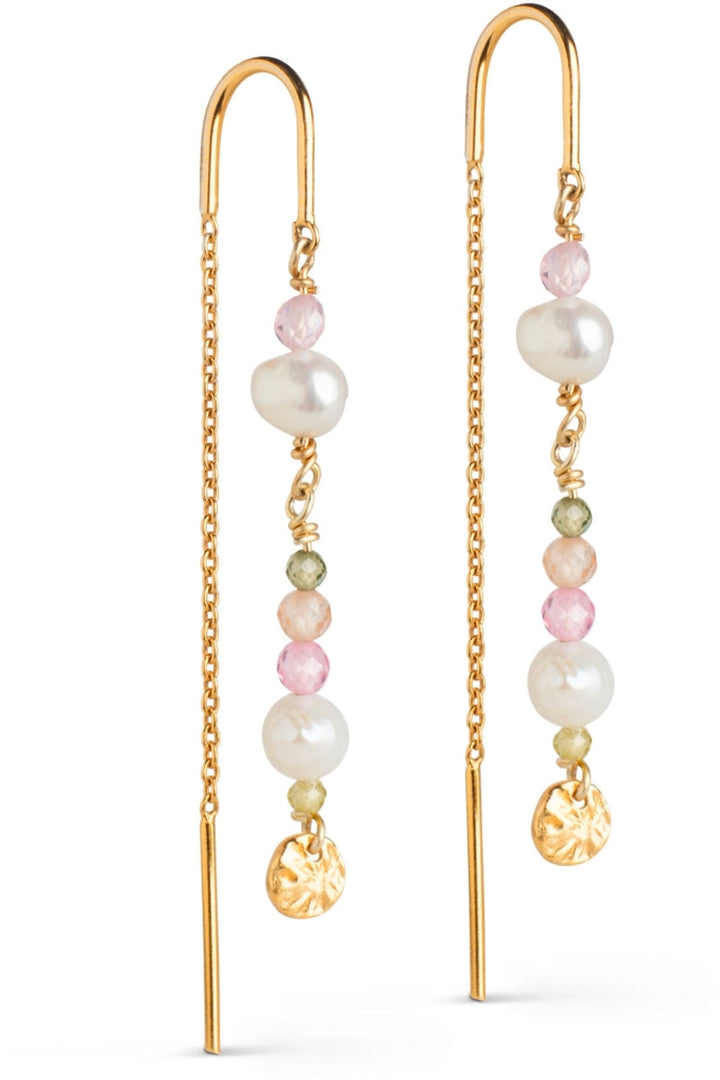 Sofia Earring | Light pink, Kaki green, Peach and Pearl | Øreringe fra Enamel