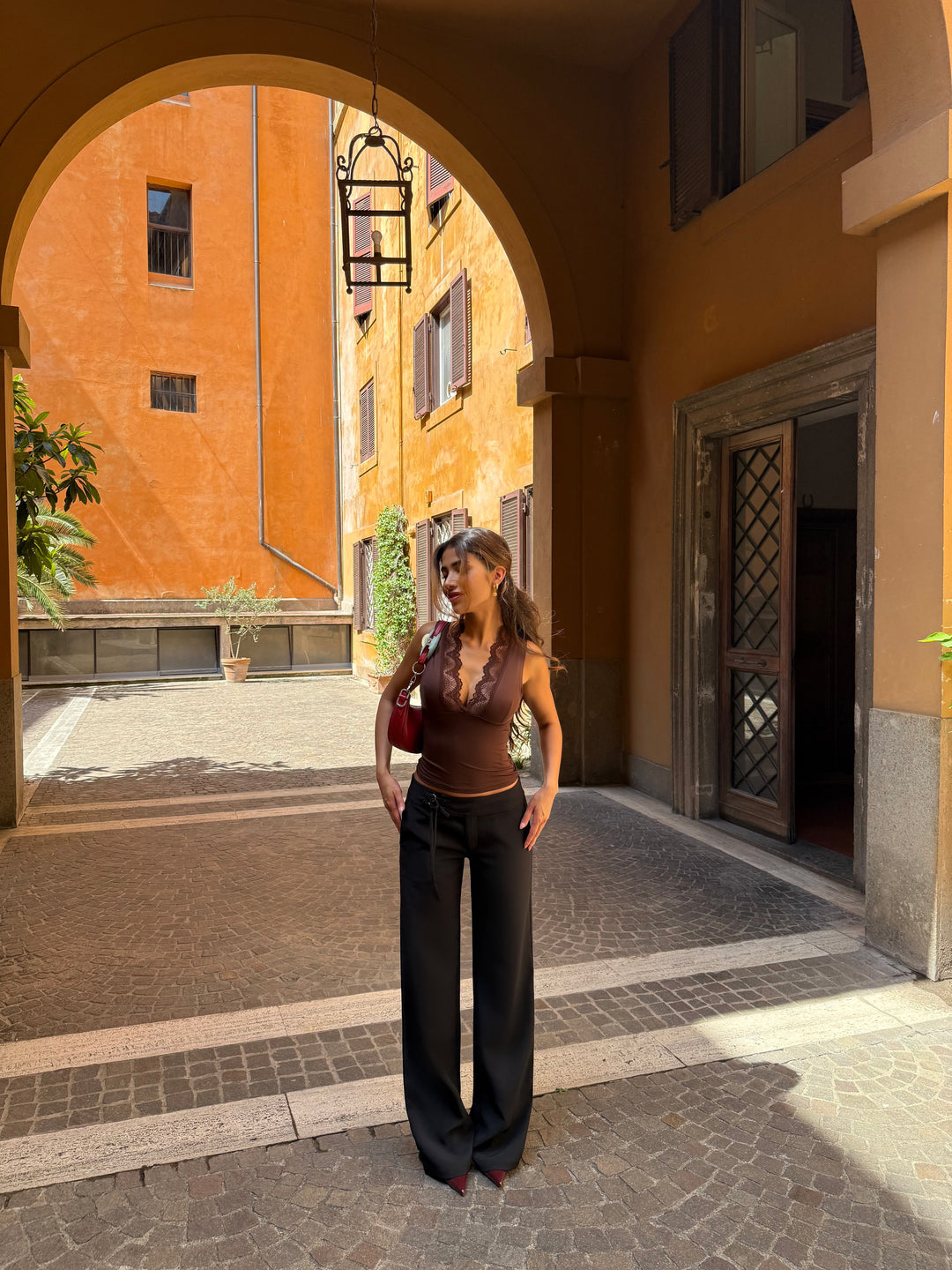Buckle low waist bukser - sort