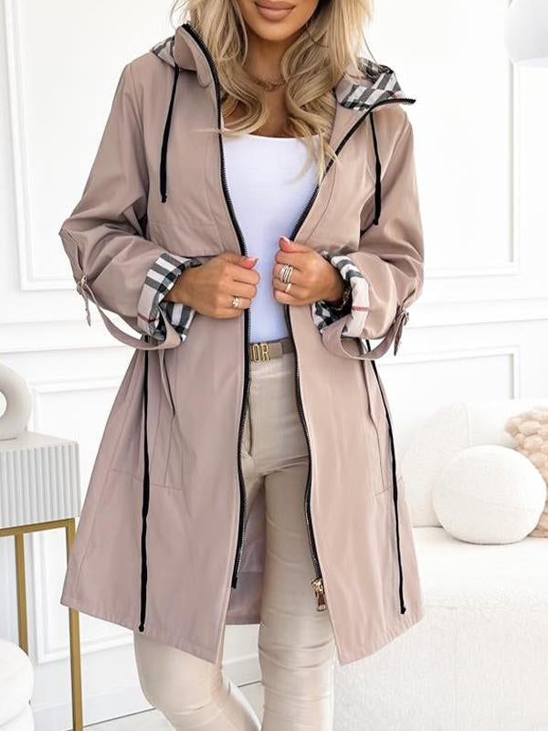 Elegant Trenchcoat med Hætte og Justerbar Talje – Bestseller i Halvsæsonen