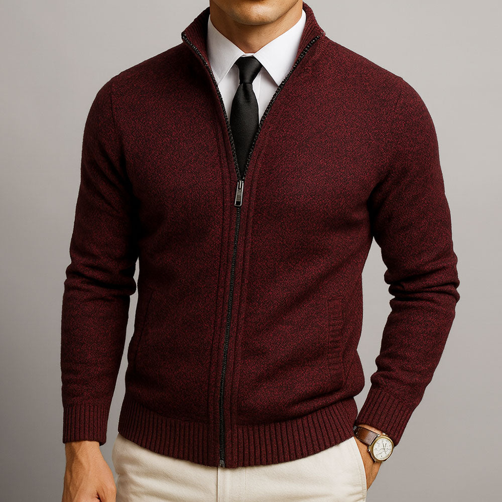 Cardigan med Lynlås i Merinould