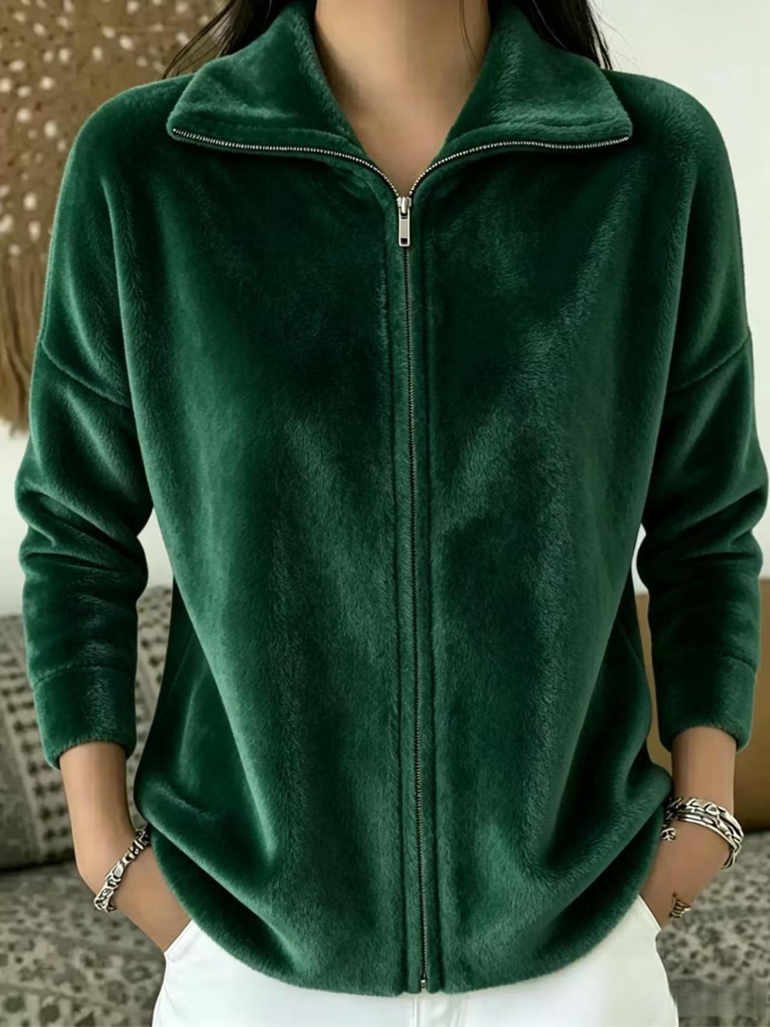 Blød Zip-Pullover