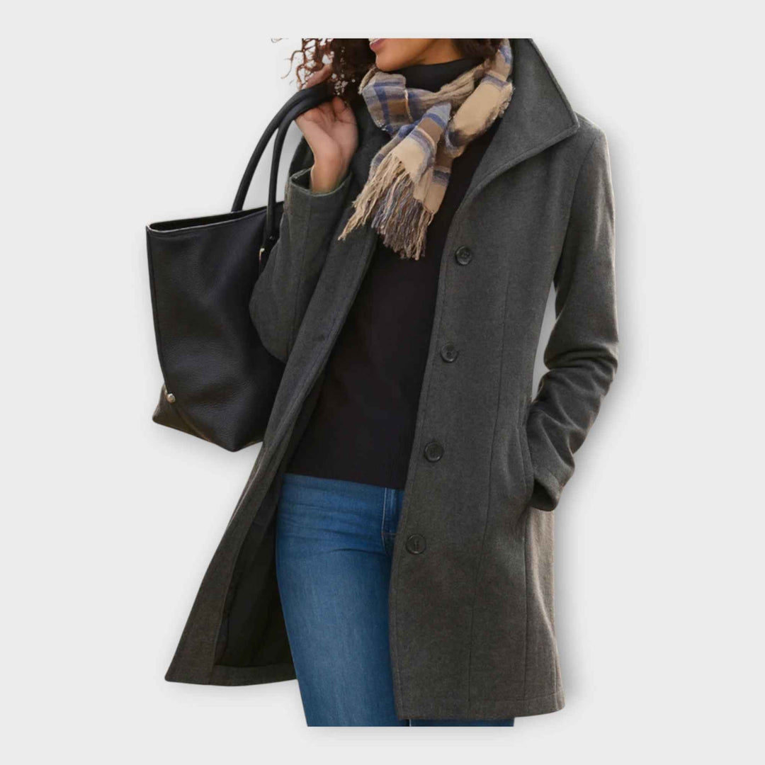 Elegant Uldfrakke med Knapper