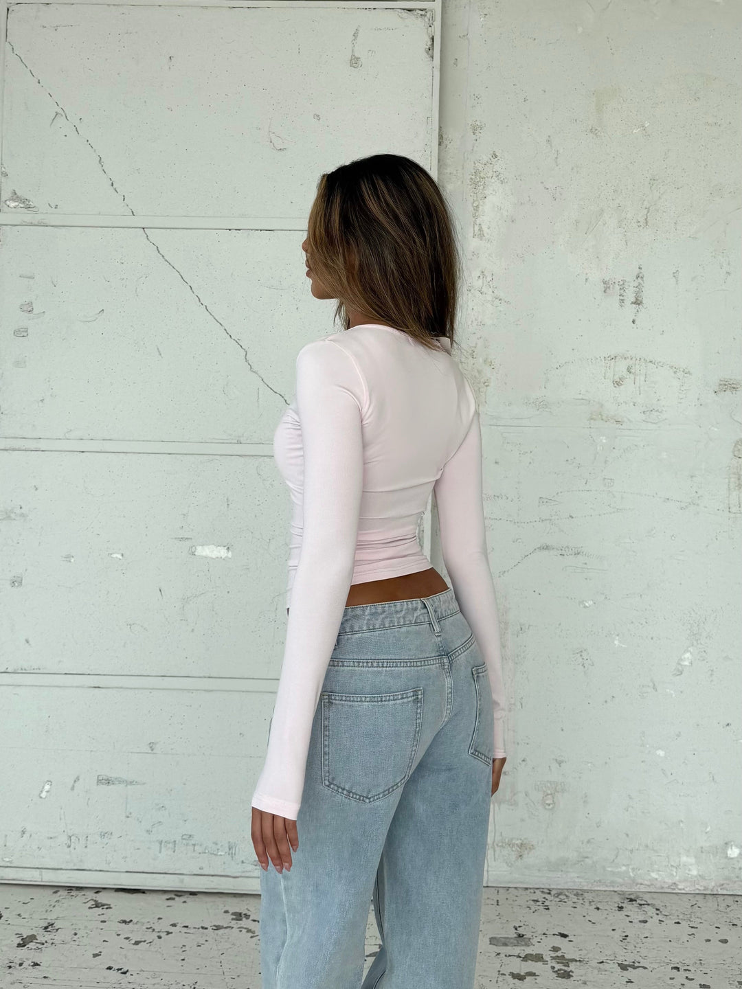 Basic v-neck top - lyserød