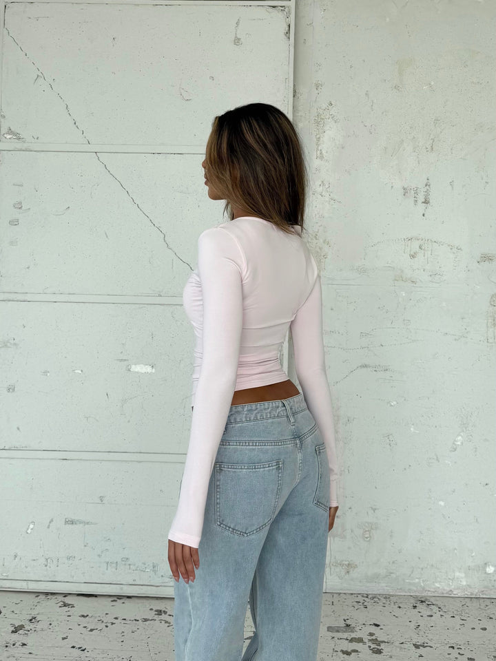 Basic v-neck top - lyserød