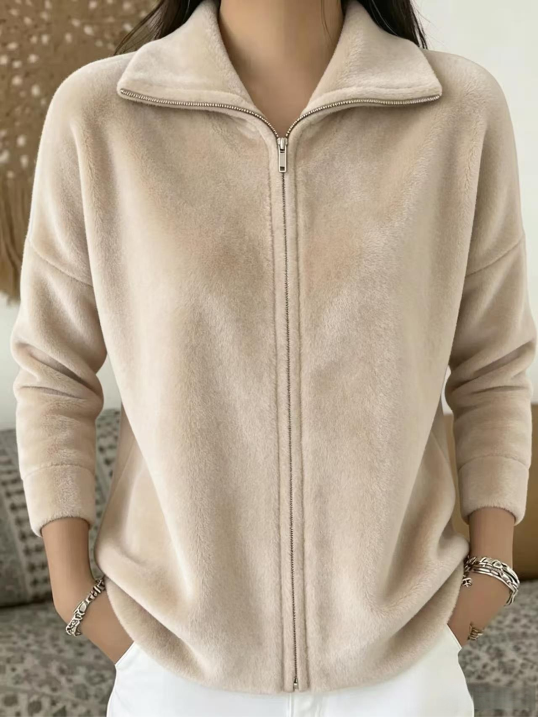 Blød Zip-Pullover