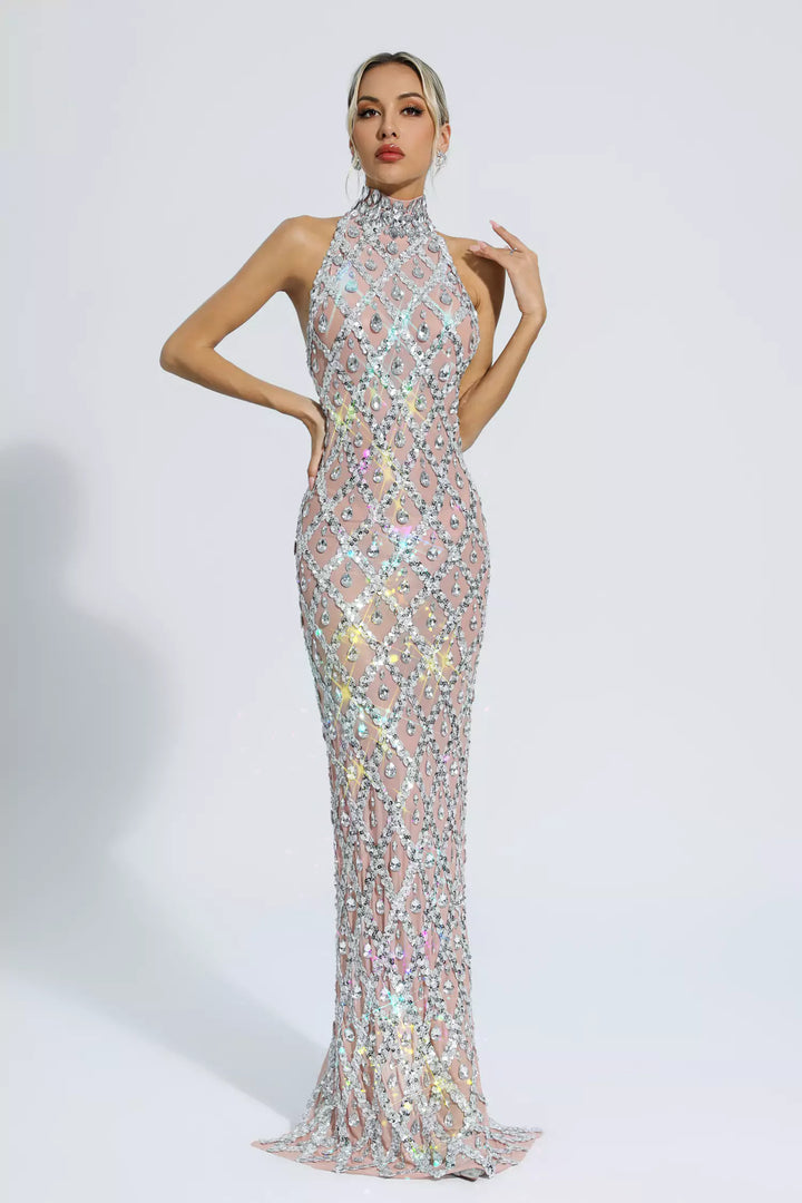 Cate Silver Diamond Maxi Dress