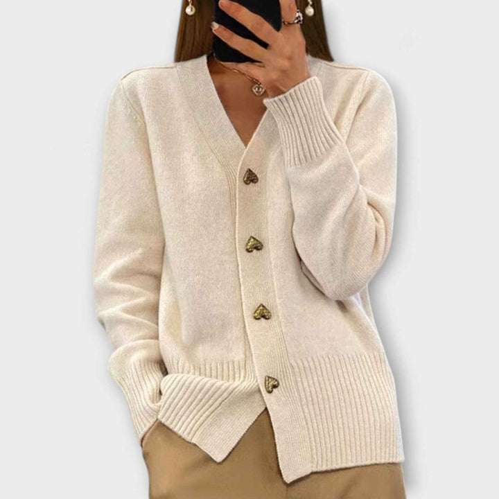 Marij – Dame sweater med V-hals i vintage stil