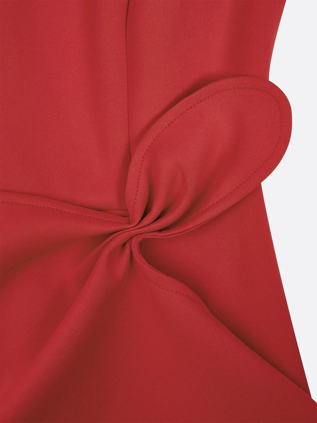 Red Sleeveless Midi Elegant A-line Dress with Waist Twist for Day-to-Night