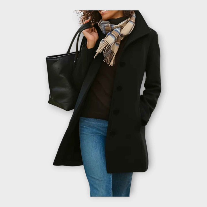 Elegant Uldfrakke med Knapper