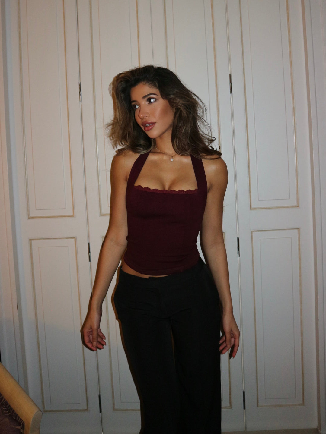 Lia lace corset top - bordeaux