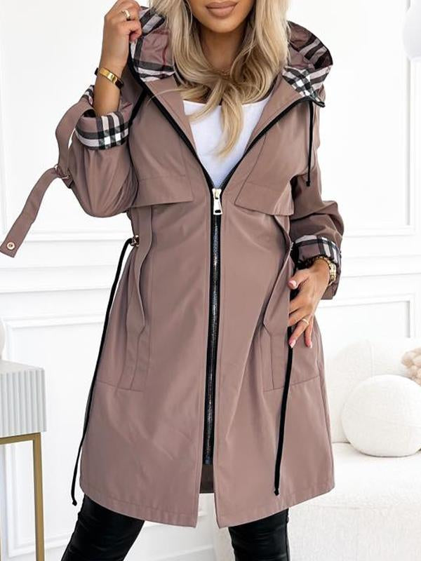 Elegant Trenchcoat med Hætte og Justerbar Talje – Bestseller i Halvsæsonen