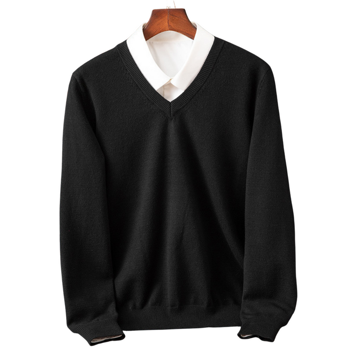 V-Hals Pullover i Ren Uld til Mænd