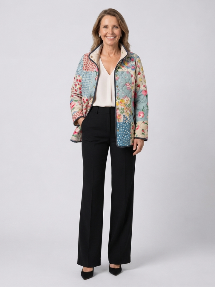 Livia| Quiltet Jakke Blomstret Patchwork Mille