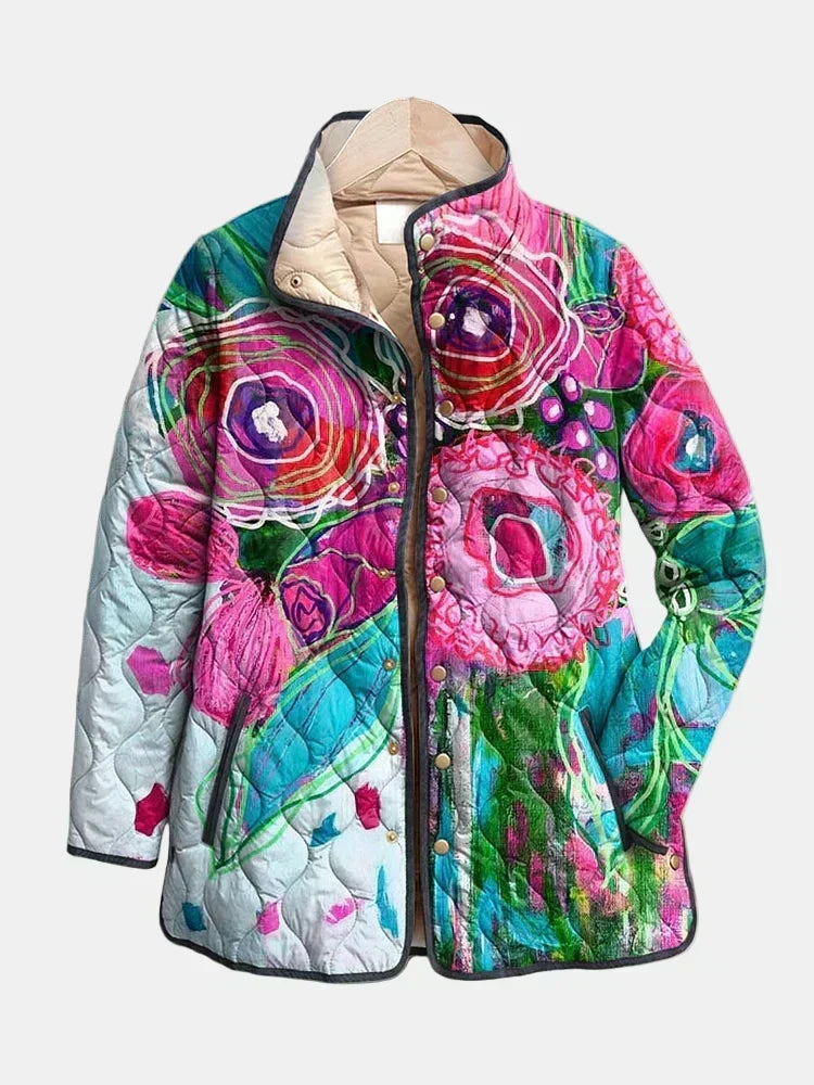 Lucie | Quiltet jakke med akvarelblomster