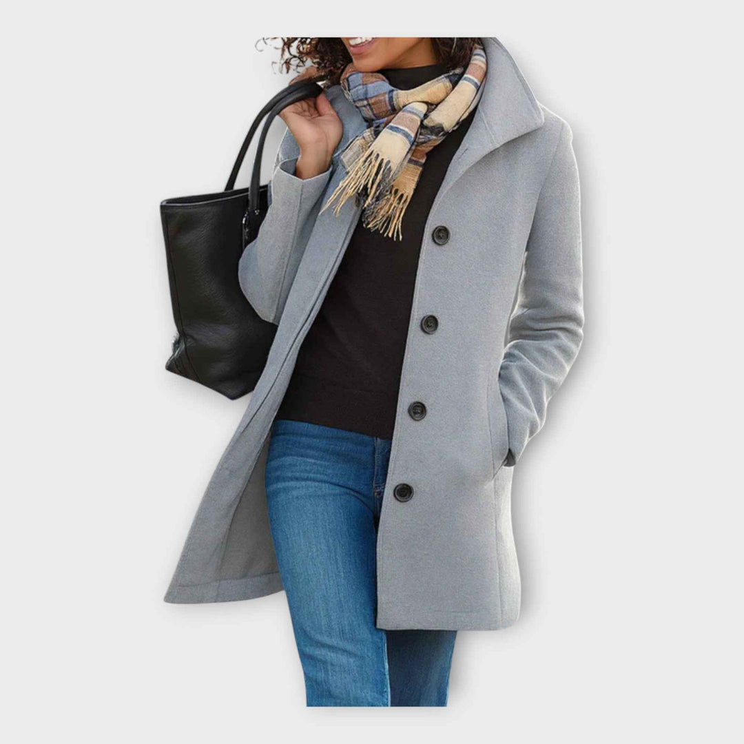 Elegant Uldfrakke med Knapper