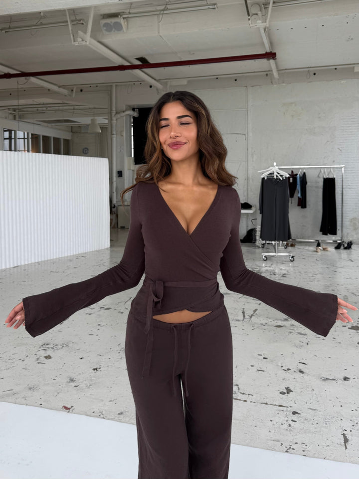 Ballerina knit top - mørk brun