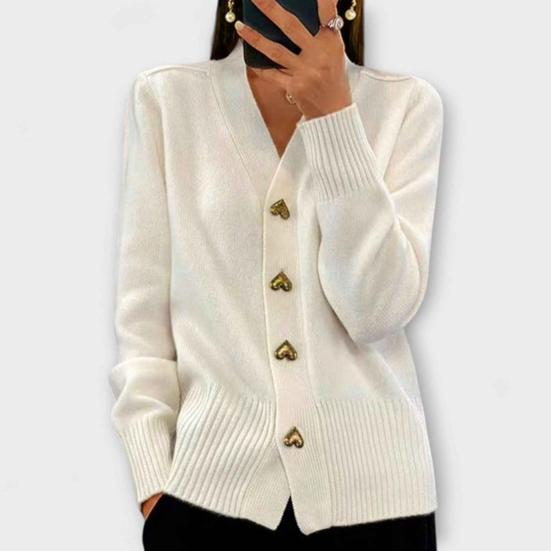 Marij – Dame sweater med V-hals i vintage stil