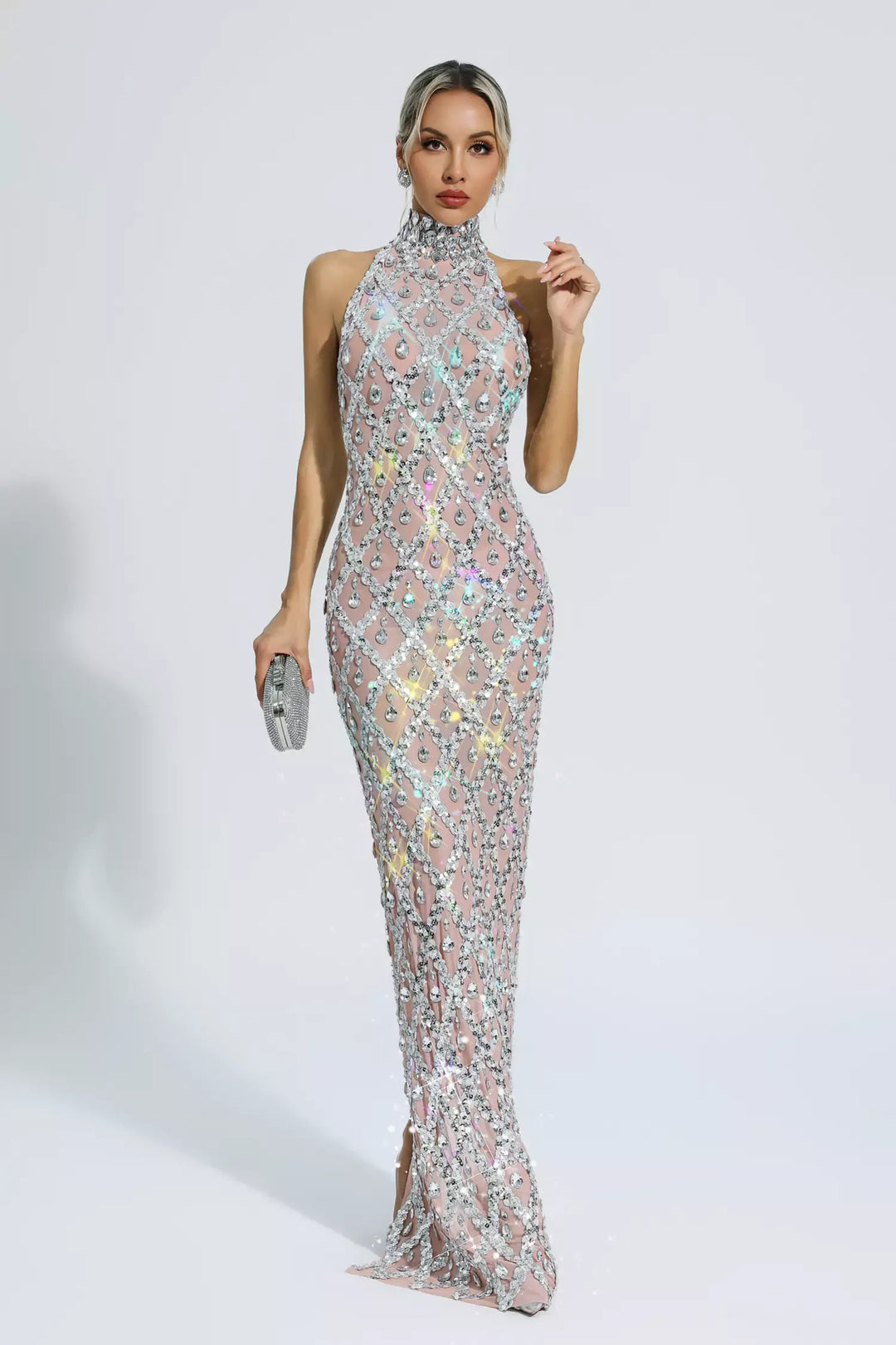 Cate Silver Diamond Maxi Dress