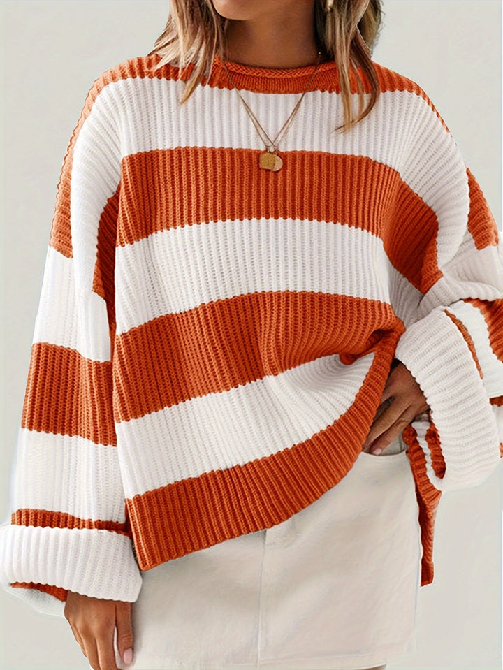 Laluna® | Rund Hals Sweater med Striber