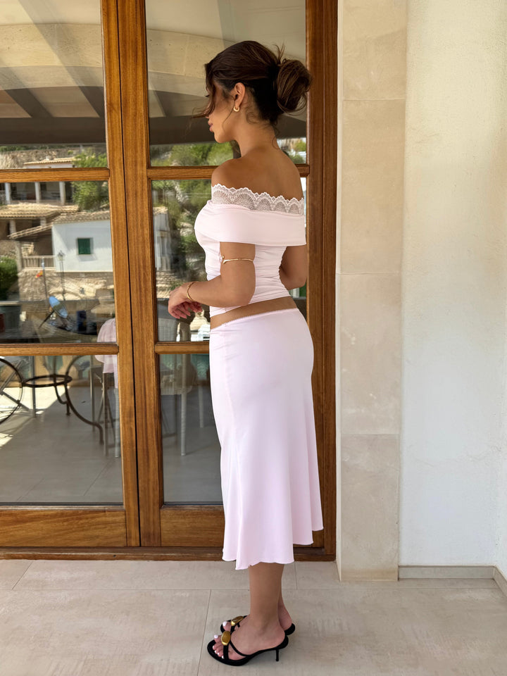 Leda lace top - lyserød