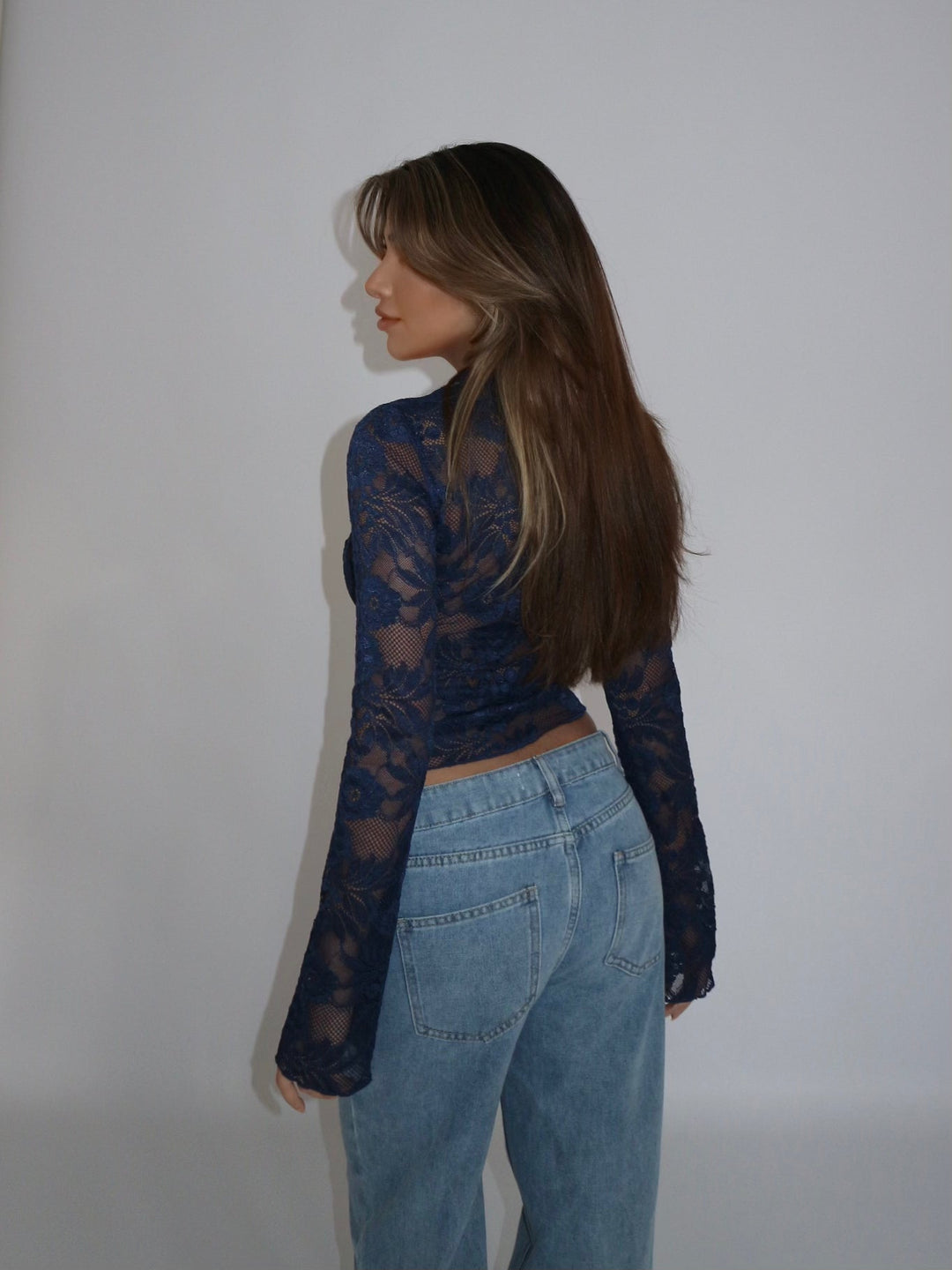Smuk Luna blonde top - mørk blå