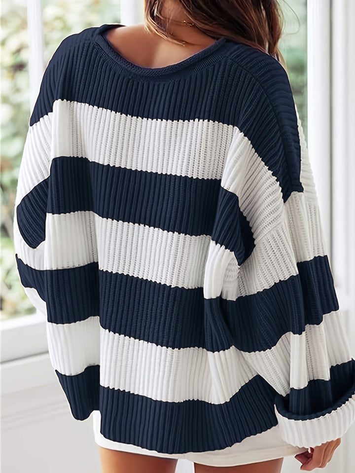 Laluna® | Rund Hals Sweater med Striber