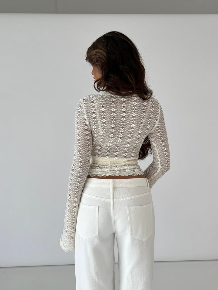 Ballerina blomst top - creme