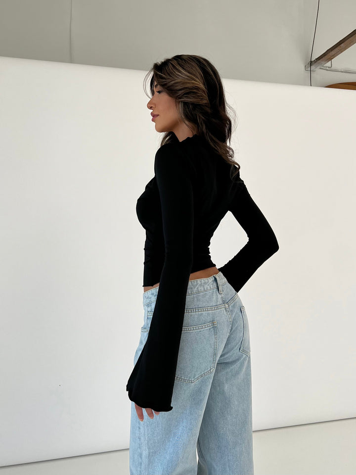 Smuk Luna basic top - sort