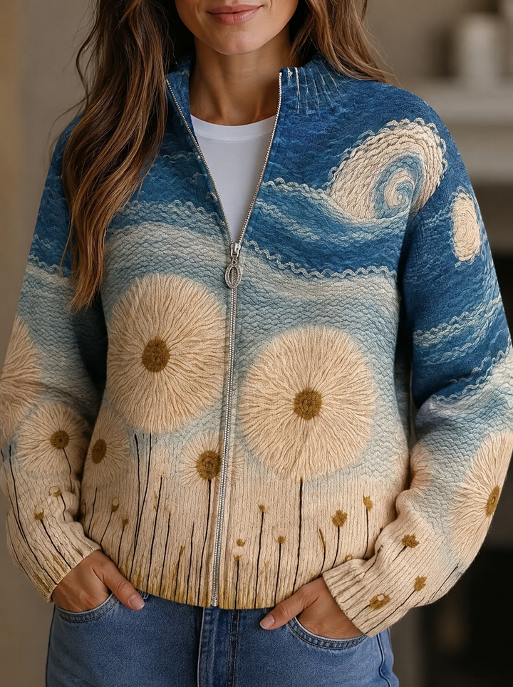 Vincenza™ | Cardigan med Lynlås Quiltet Løvetand