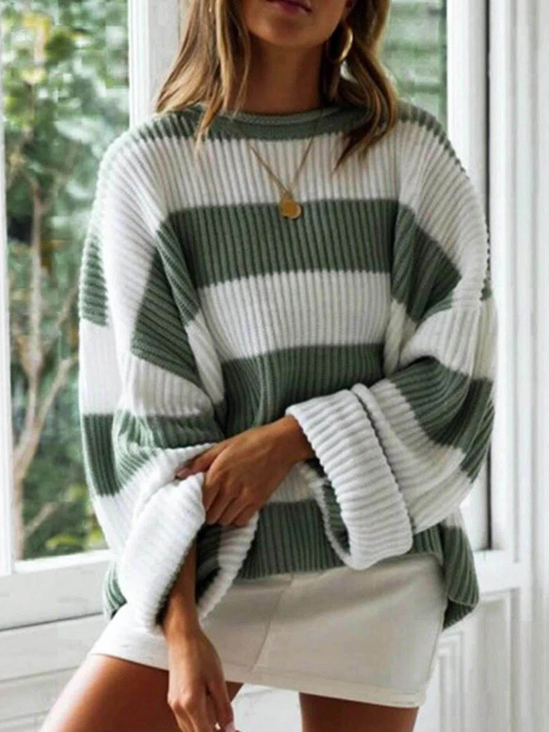 Laluna® | Rund Hals Sweater med Striber