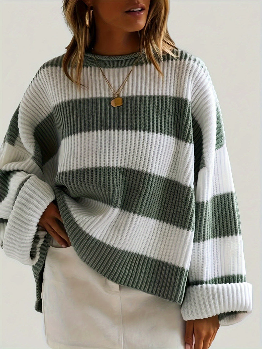 Laluna® | Rund Hals Sweater med Striber