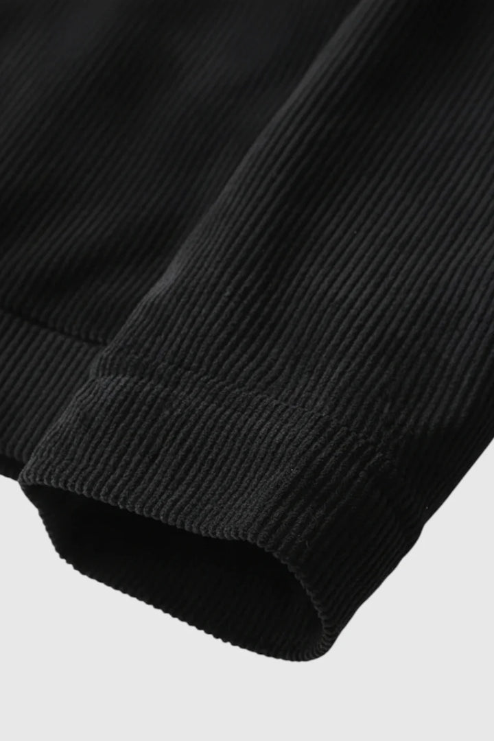 Herrejakke i fløjl med sherpa-krave og trykknapper - Sort