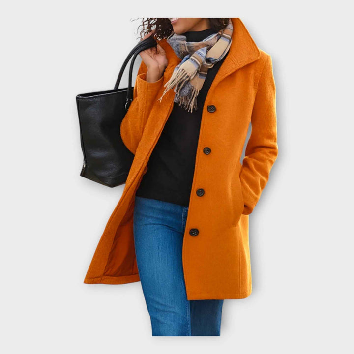 Elegant Uldfrakke med Knapper