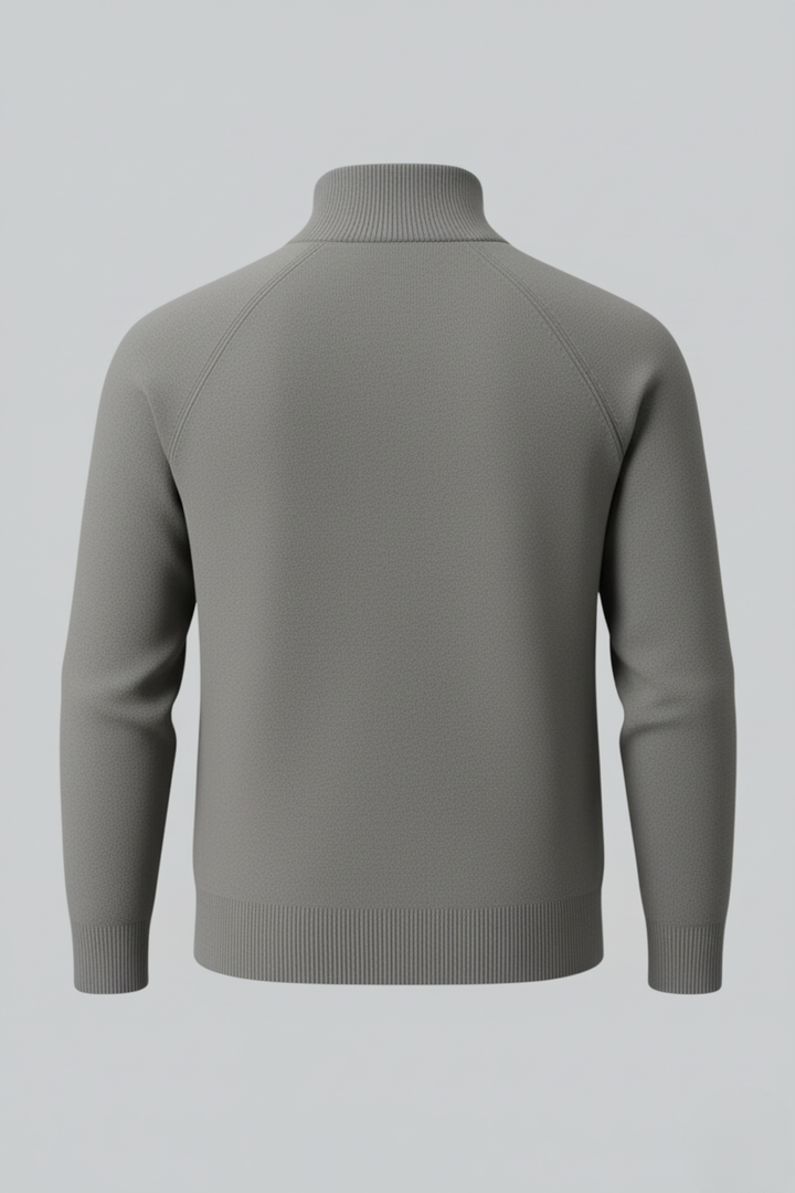 Herre Half-Zip Striktrøje med Ståkrave – Grå