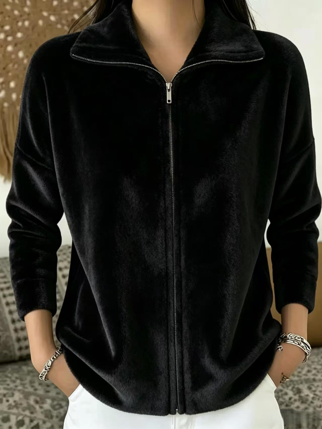 Blød Zip-Pullover