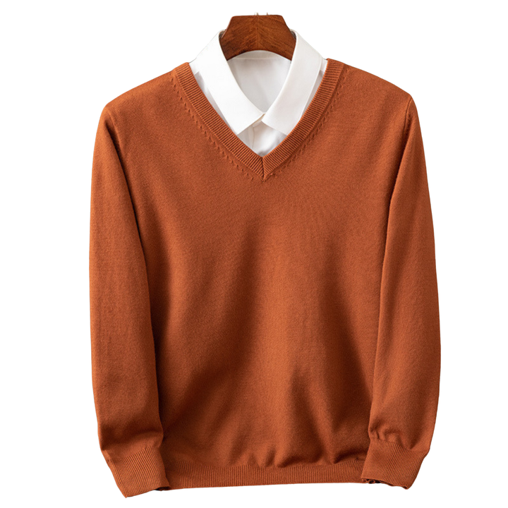 V-Hals Pullover i Ren Uld til Mænd