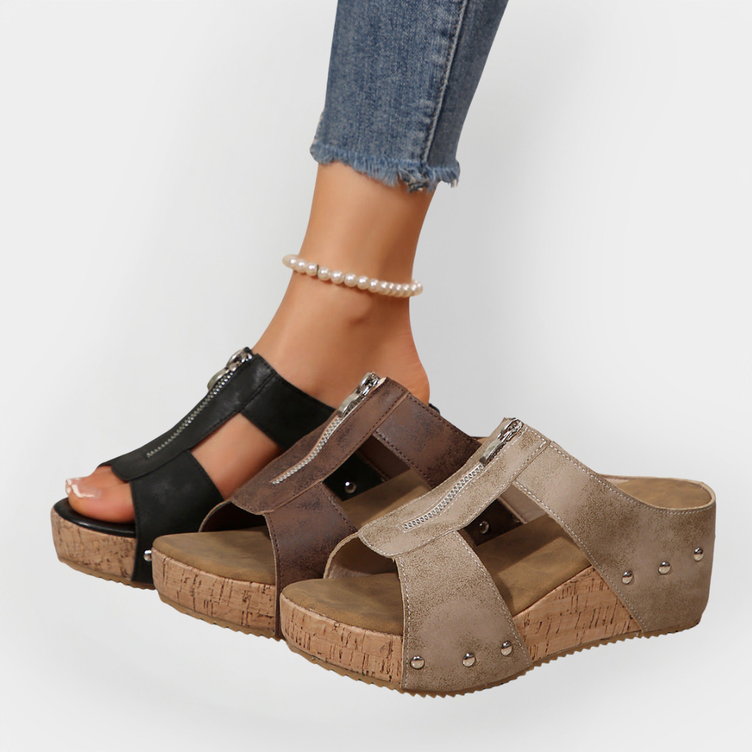 Komfortable Sandaler med Hæl og Lynlås