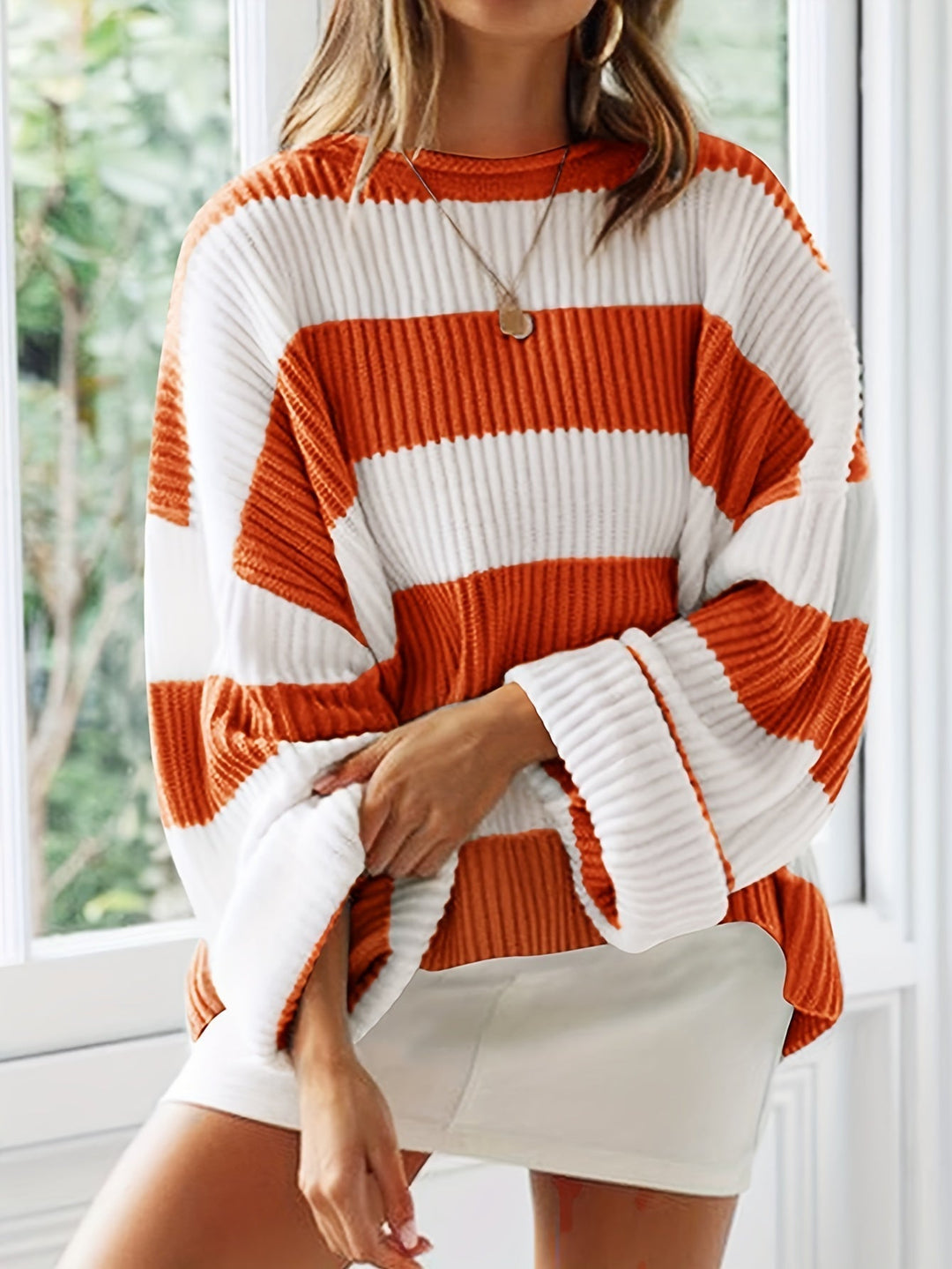 Laluna® | Rund Hals Sweater med Striber