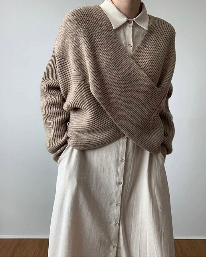 Elegant tværstrikket trøje