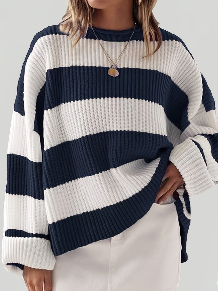 Laluna® | Rund Hals Sweater med Striber
