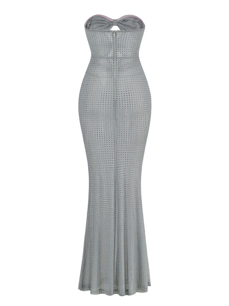 Radek Mint Rhinestone Strapless Maxi Dress
