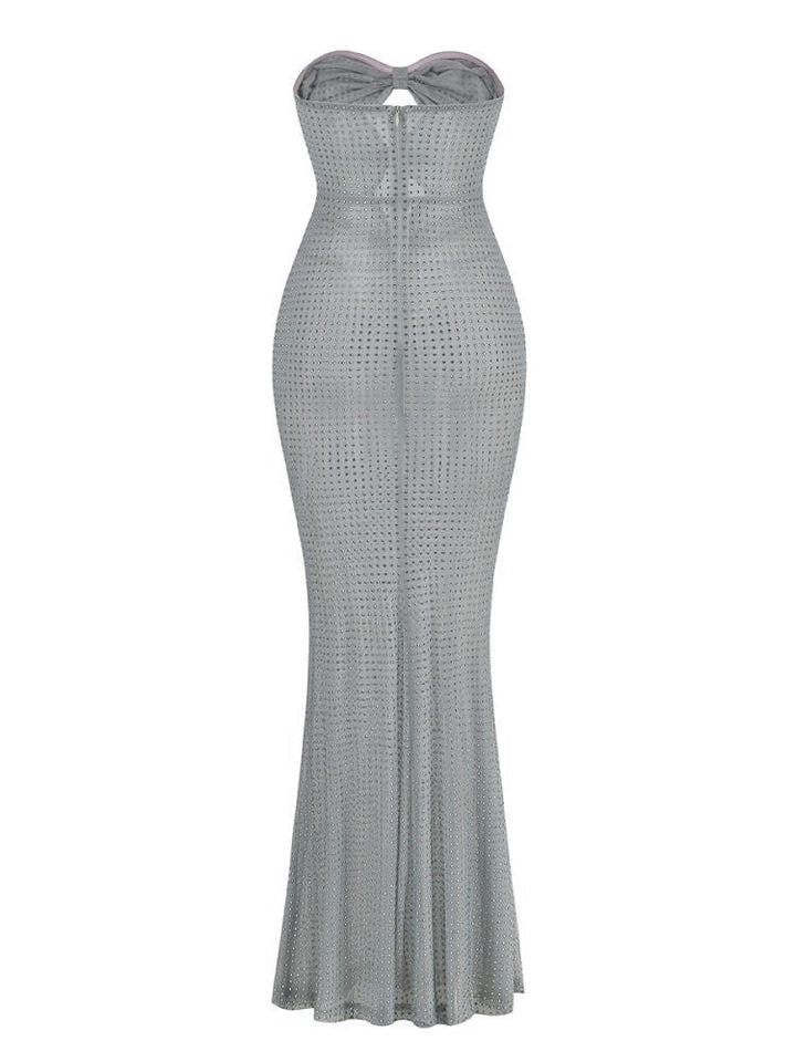Radek Mint Rhinestone Strapless Maxi Dress