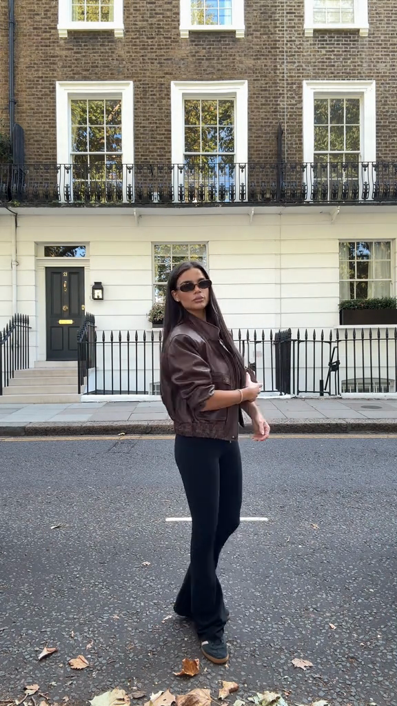 Brown leather biker jacket