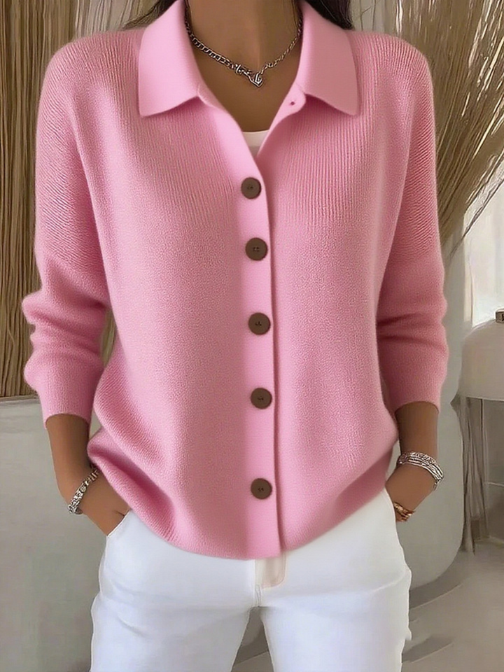 Blød Krave Knopf-Pullover