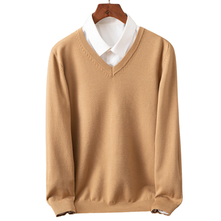 V-Hals Pullover i Ren Uld til Mænd