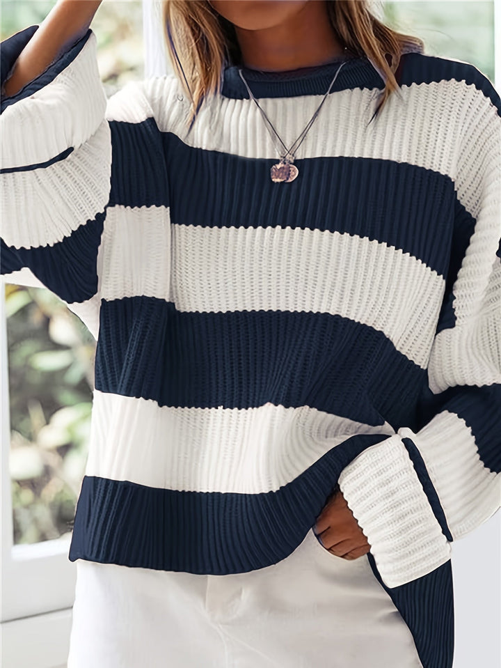 Laluna® | Rund Hals Sweater med Striber