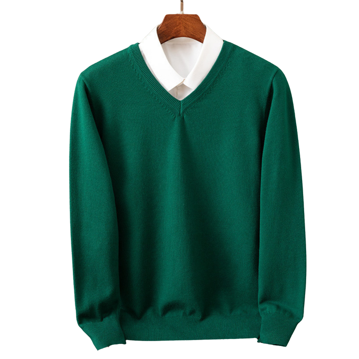 V-Hals Pullover i Ren Uld til Mænd
