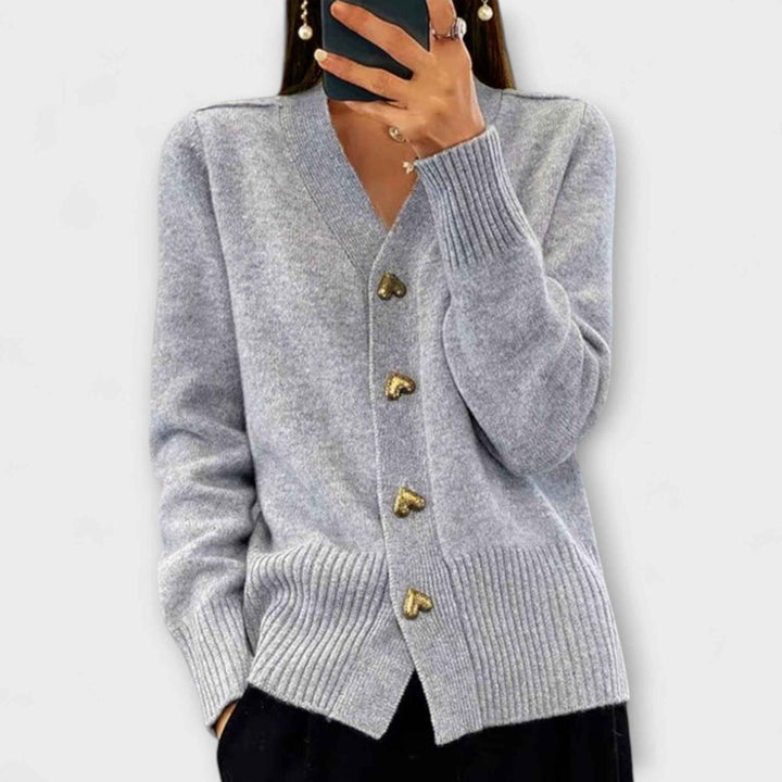 Marij – Dame sweater med V-hals i vintage stil