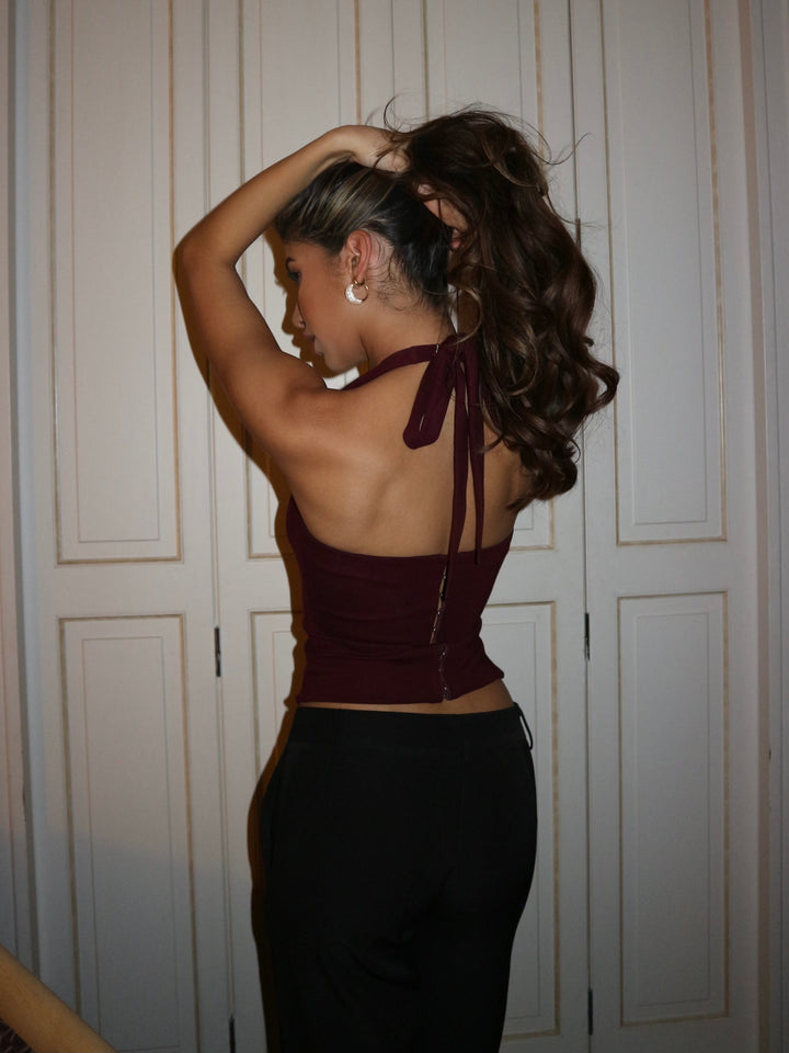 Lia lace corset top - bordeaux