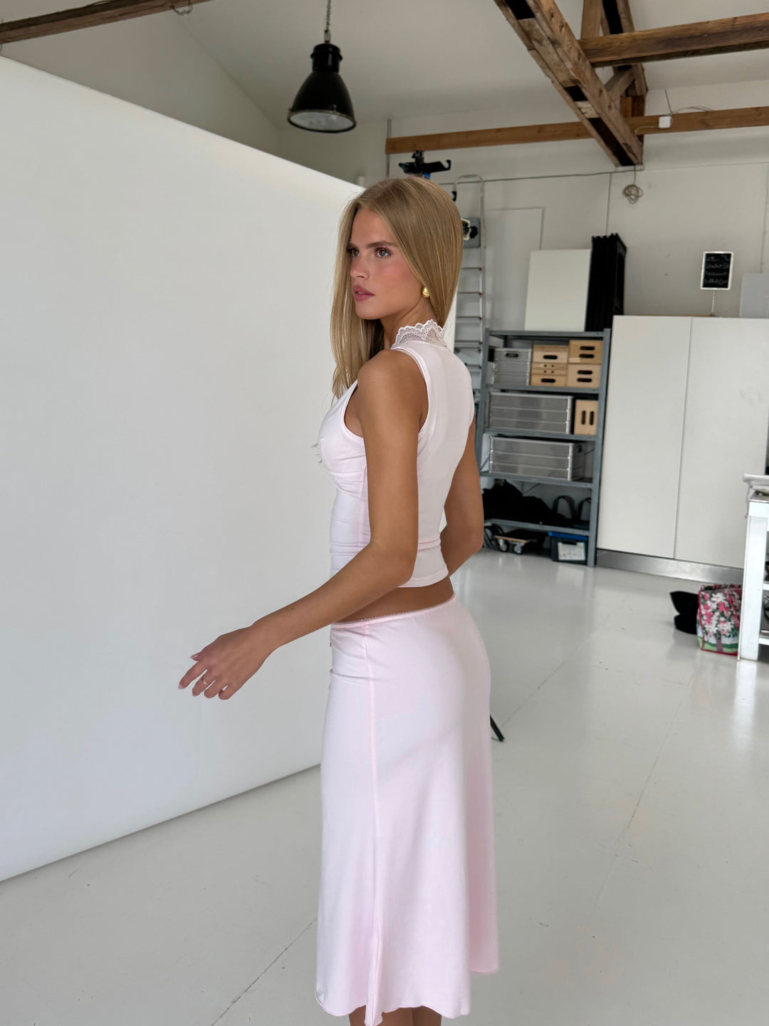 Lucia basic lace top - lyserød
